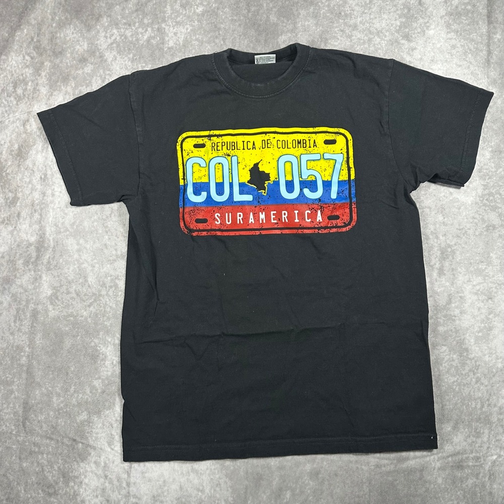 Ariari‎ Sport Collection Mens Colombia License Plate Graphic T-Shirt Black M